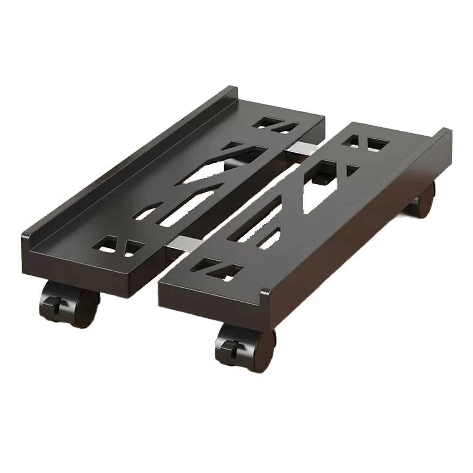 PC Tower Stand Adjustable Width with Locking Wheels, Expandable Desktop Computer CPU Holder Black