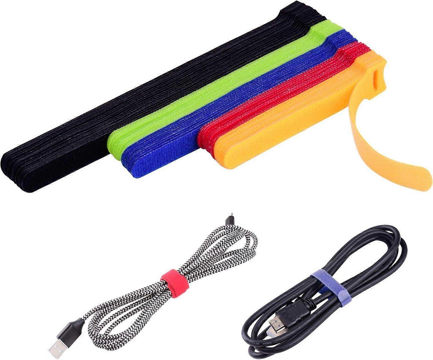 60 PCS Reusable Cable Ties, Hook and Loop Cable Straps Cord Management,