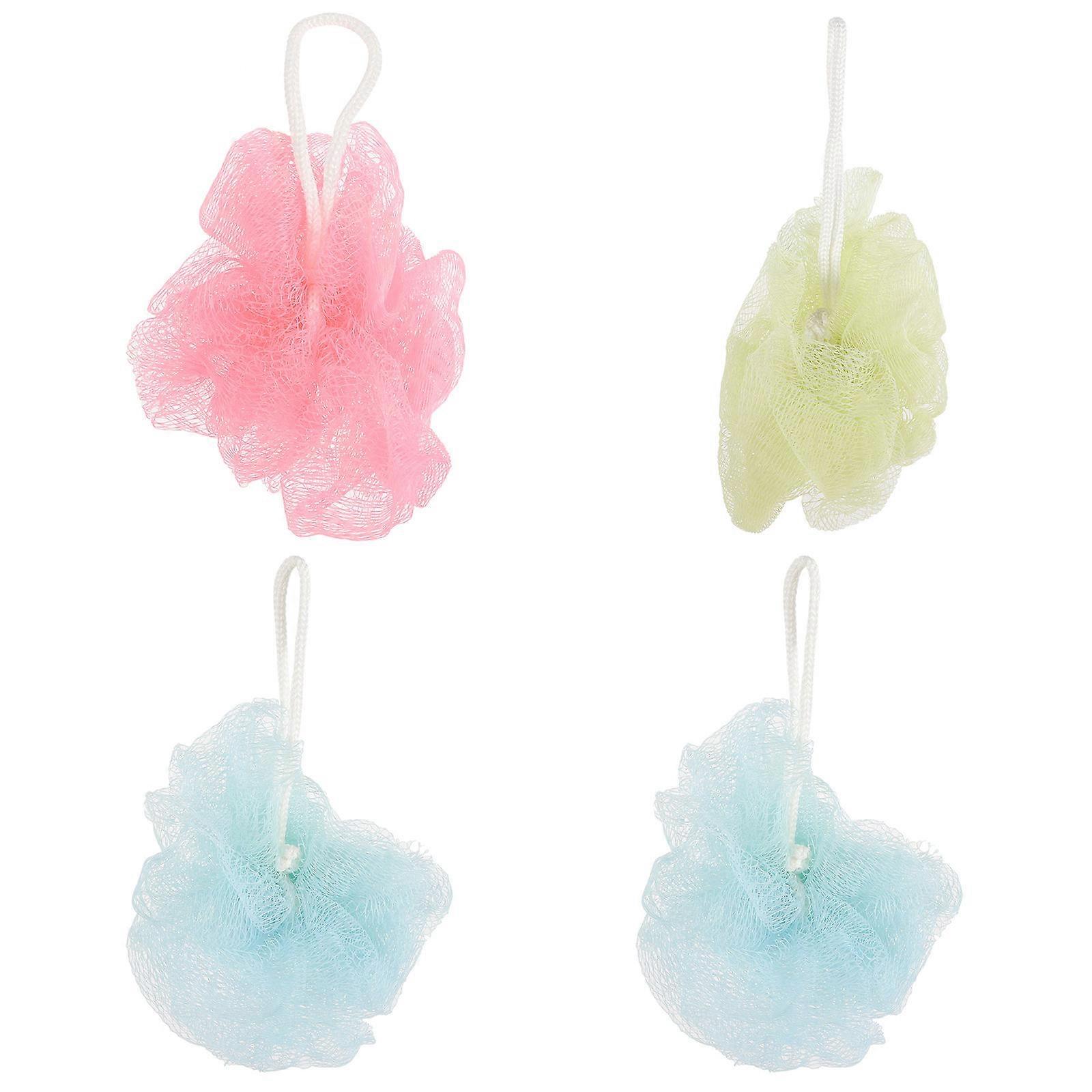 Bath Sponge Shower Loofahs for Cleansing 4Pcs Colorful Selection