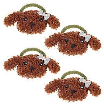 Dog Hair Ties Cloth Grooming Hairbands for Pets 12Pcs Coffee