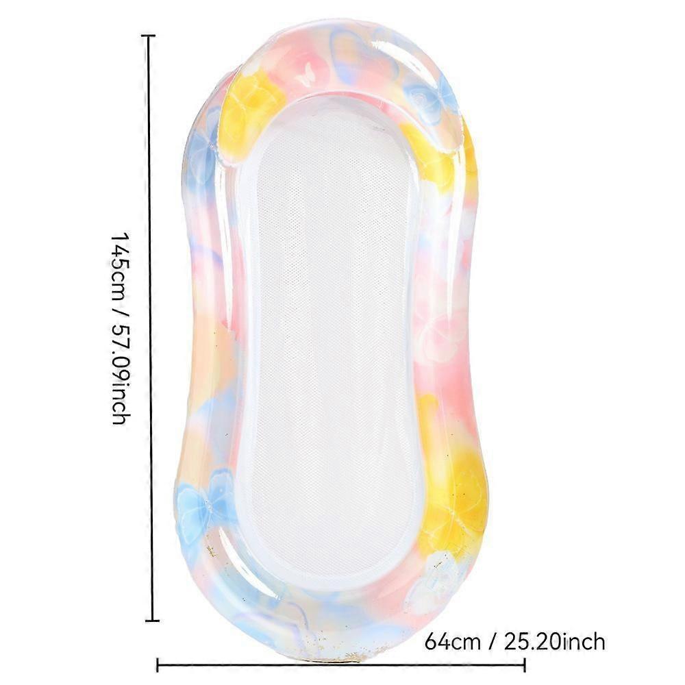 Inflatable Thickened Floating Bed Sequin Pink Butterfly