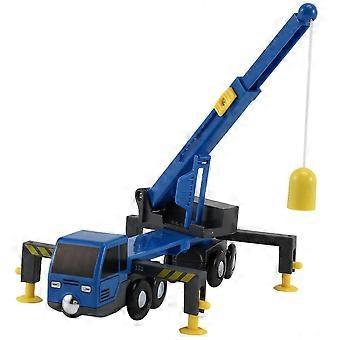 Caminhão Guindaste de Brinquedo Infantil Compatível com Trilhos de Madeira, Corpo Giratório 360° e Braço Magnético Extensível