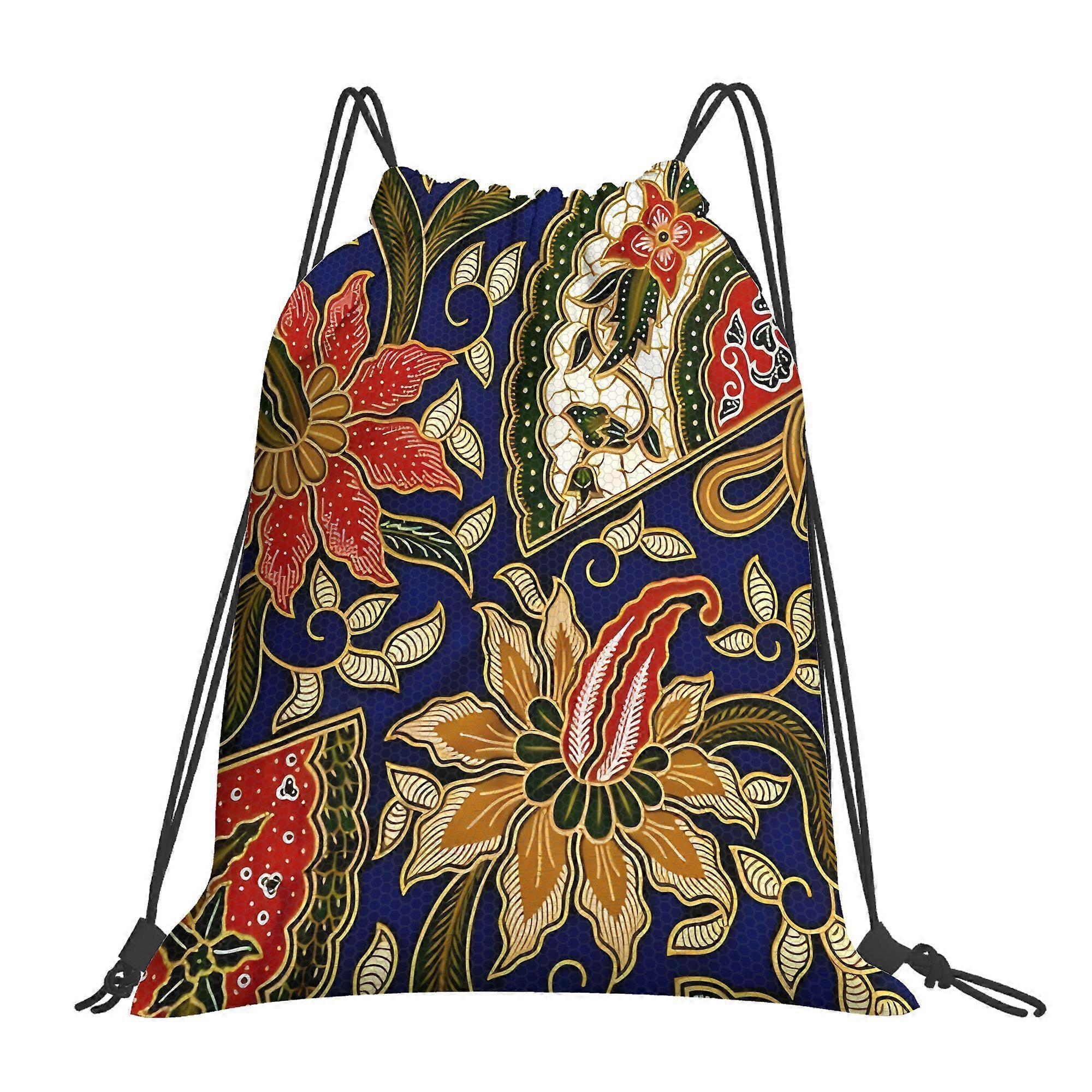 Floral Pattern Drawstring Backpack-Eazqw