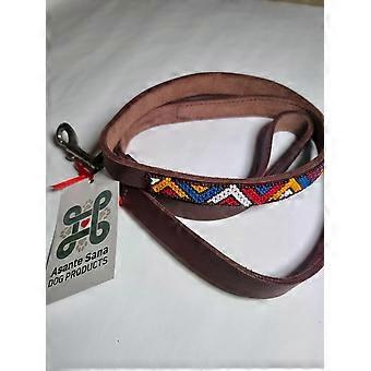 LEAD - African Hand Beaded Leather ZIGZAG Tan Wide
