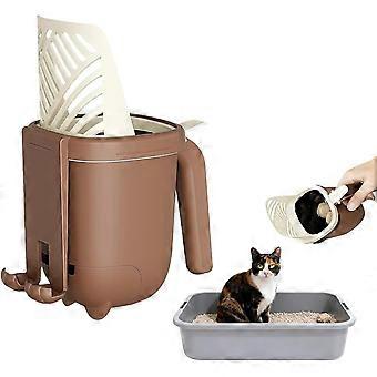 Cat Litter Scoops with Holder, Hanging Litter Bucket, Large Capacity Cat Poop Scoop, Sifting Scoop with Stand