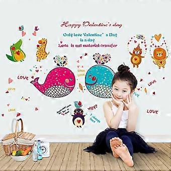Heytea Cute Whales Casal Animais Adesivo de Parede Removível Decalque, Crianças Crianças Bebê Casa Quarto Berçário DIY Adesivo Decorativo Arte Mural de Parede
