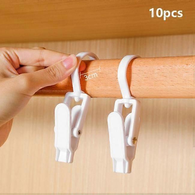 10 pcs Rotating clothes pegs Hanging brackets Hooks White