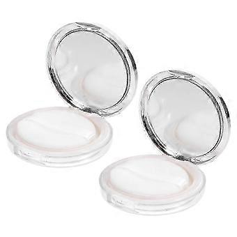 Flip-Type Design 2 Sets Portable Loose Powder Makeup Case, Storage Holder Silver Home Use