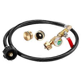 Adaptateur de remplissage compatible avec les bouteilles de propane. Adaptateur propane avec manomètre phosphorescent. Connecteur en laiton avec tuyau.