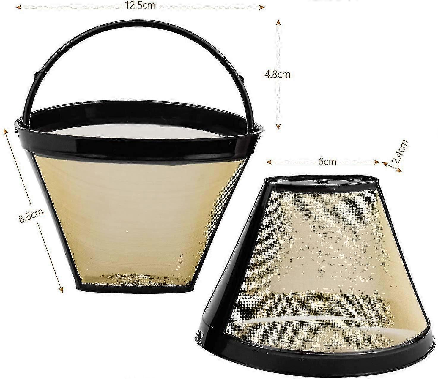 2 Pcs Reusable Coffee Filter Permanent Filter With Stainless Steel