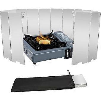 10 Plates Stove Windscreen, Aluminum Stove Windshield with Drawstring Bag | for Camping, Butane Stoves