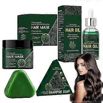 2026 alf Arborvitae Leaf Hair Care Set,Natural Usman Grass Solid Shampoo Bar,Hair Mask&Hair Oil Set For Scalp&Hair Gentle Cleansing Nourishing_ynai2