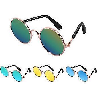 4 Pairs Puppy Sunglasses Classic Retro UV Protection Small Dog Round Sunglasses for Party Cosplay Costume Photo Props