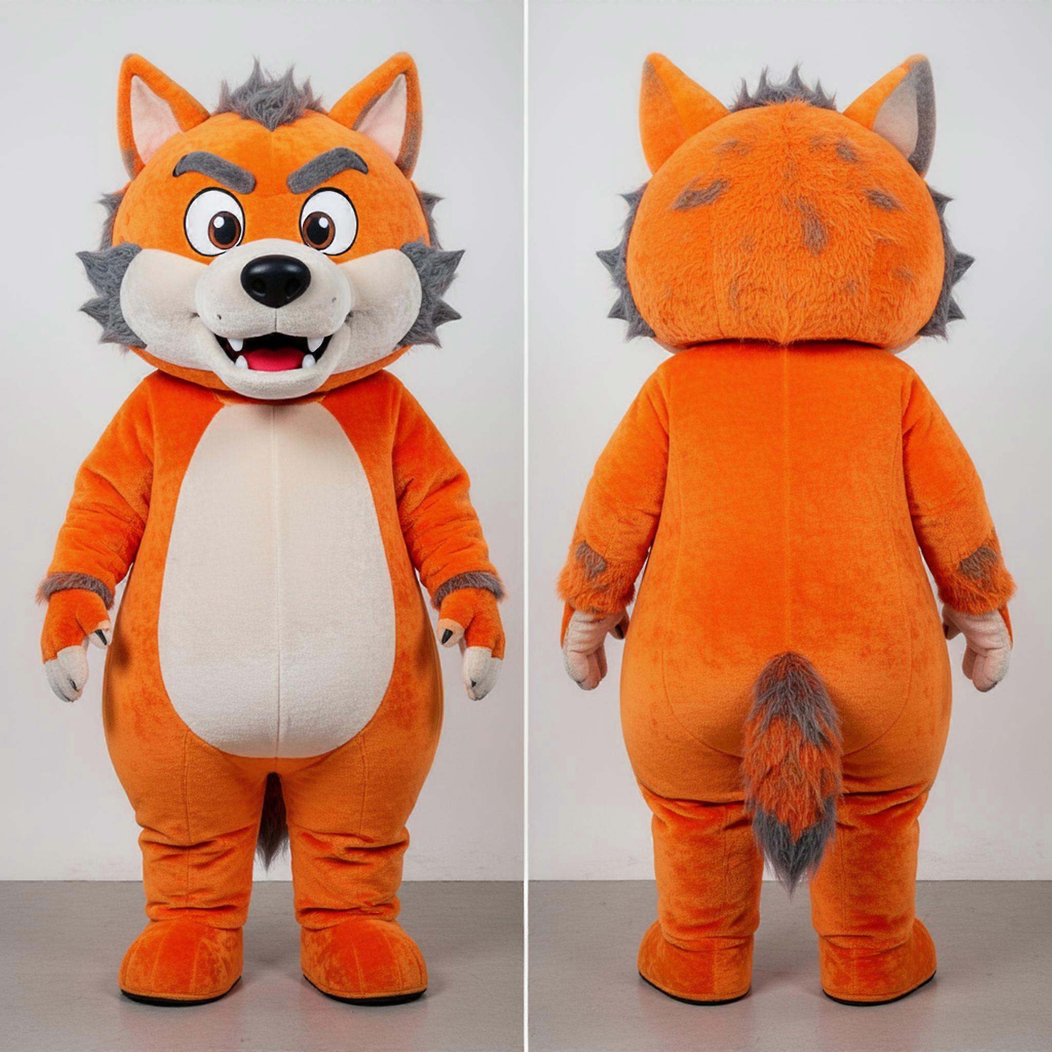 MASTICOT Vibrant Orange Cartoon Werewolf Mascot