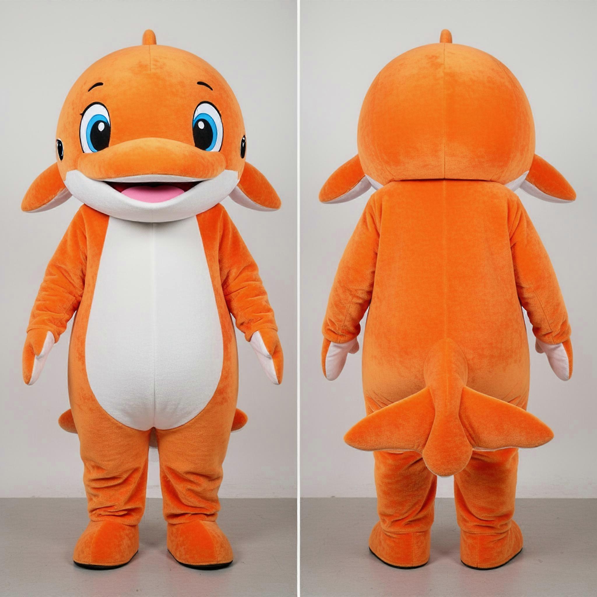 MASTICOT Vibrant Orange Cartoon Whale Mascot