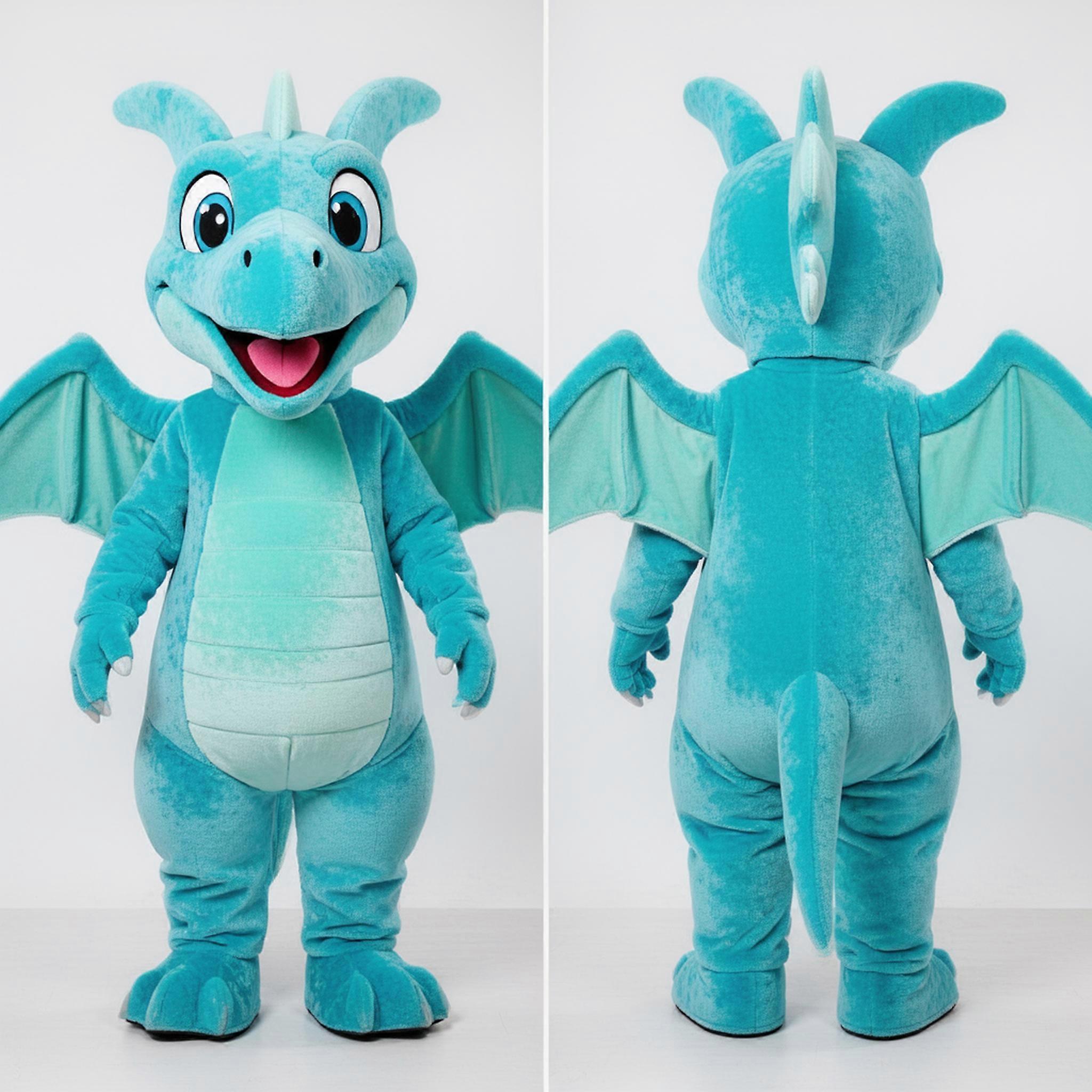 MASTICOT Cyan Cartoon Pterodactyl Mascot