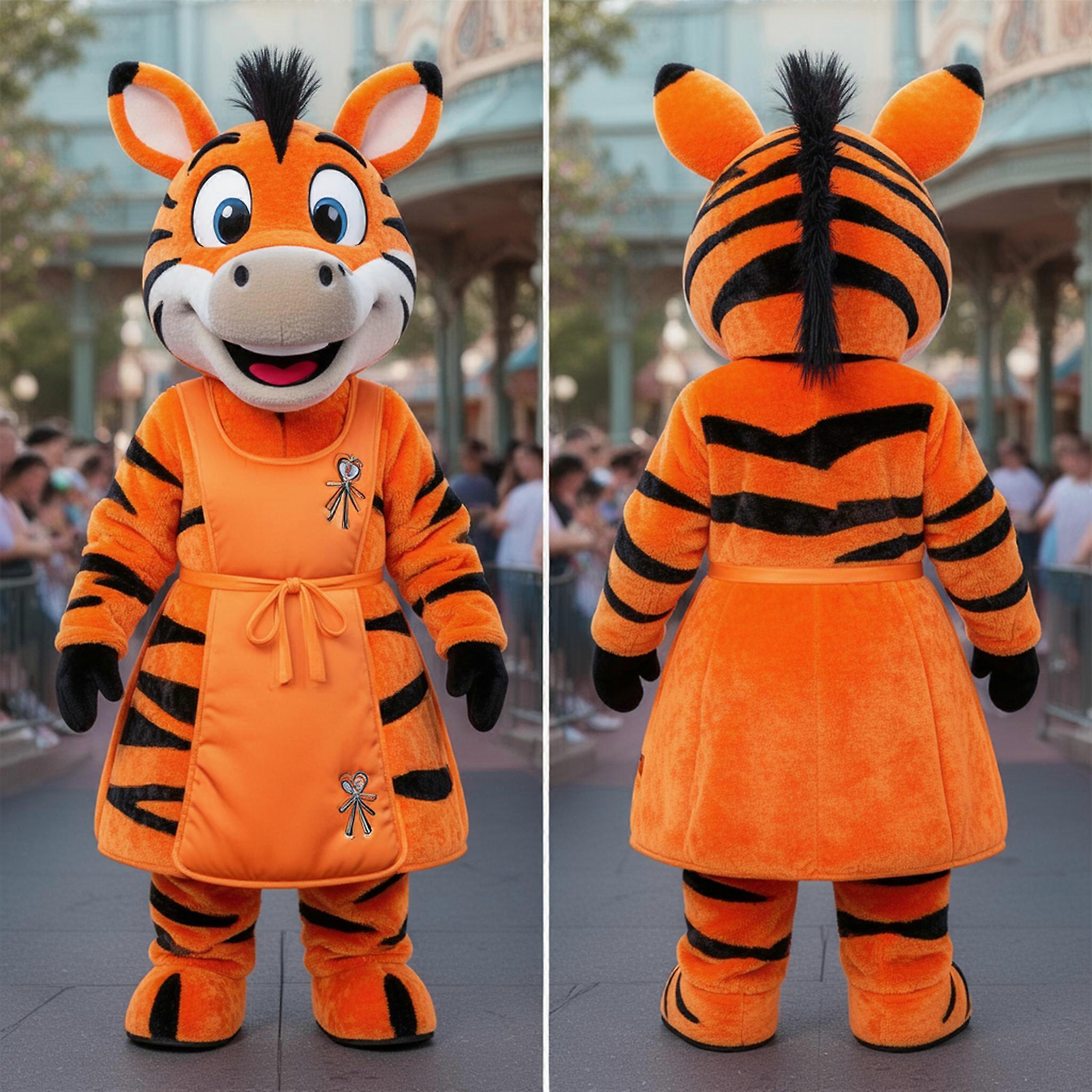 MASTICOT Velvety Orange Striped Zebra Mascot