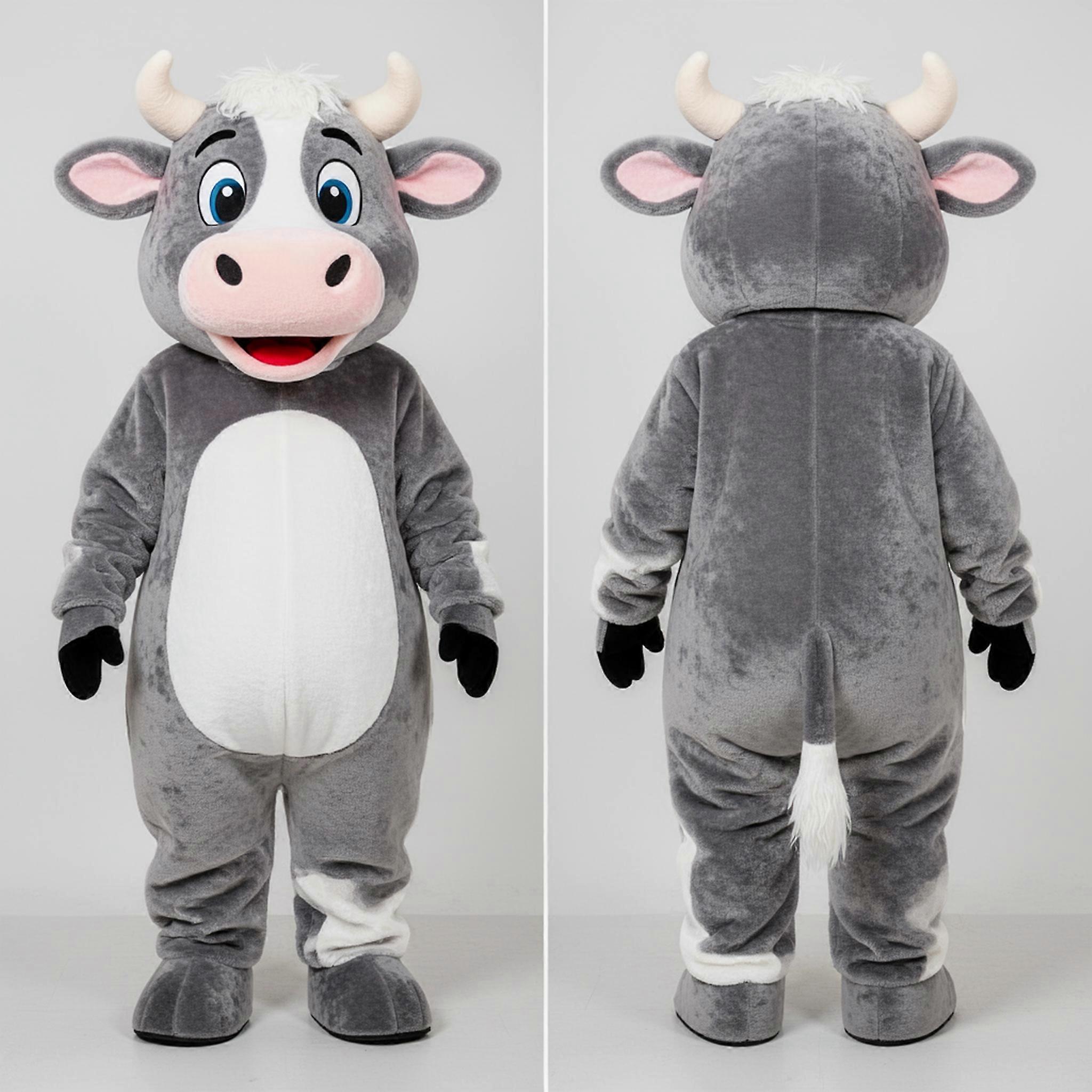 MASTICOT Gray White Hereford Cow Mascot