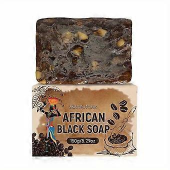 Sapone nero africano da 150 g, sapone al caffè, contiene burro di karité, baccelli di cacao, adatto a tutti i tipi di pelle, utilizzabile su tutto il corpo.