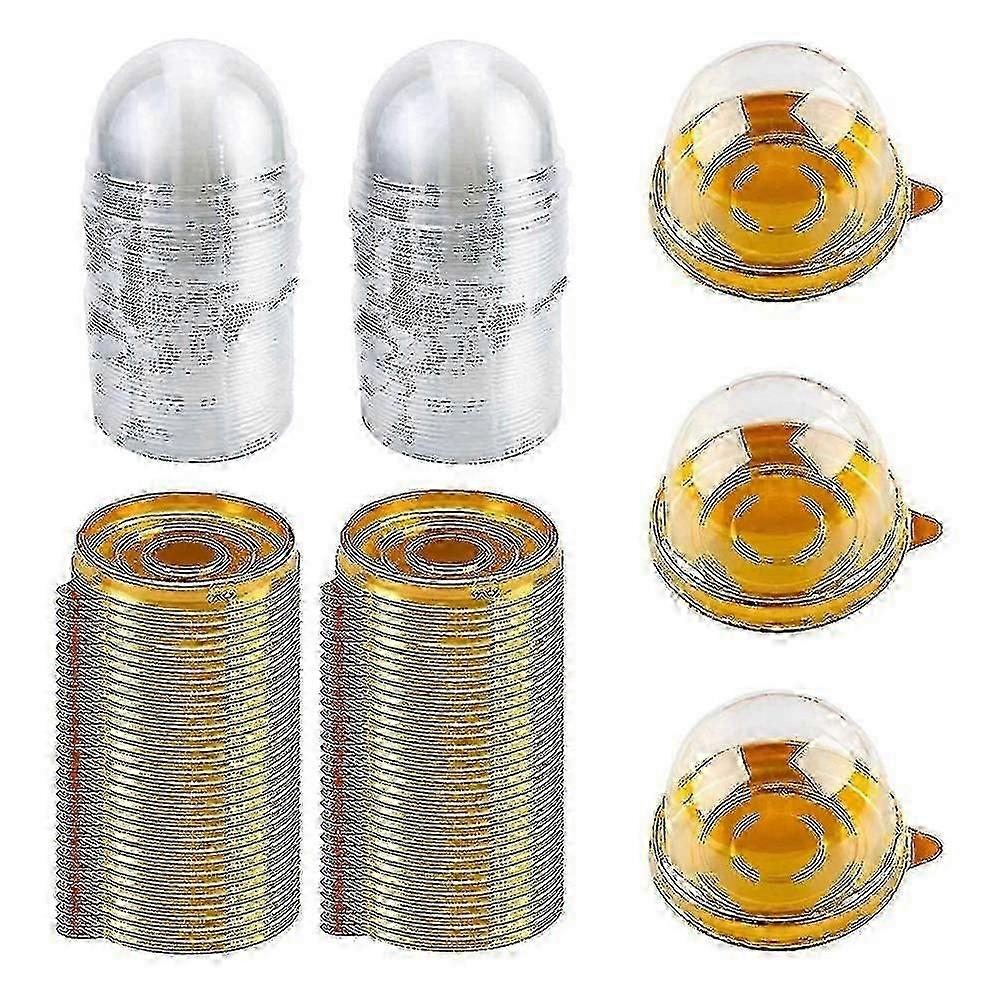 100 Pcs Clear Plastic Mini Cupcake Box Round