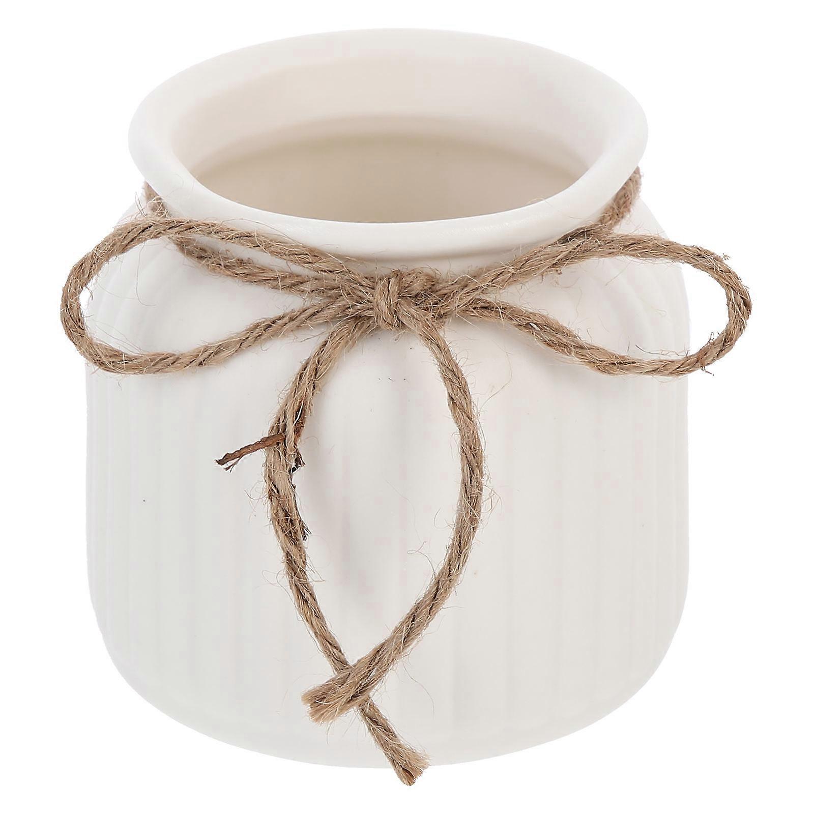 Flower Container Ceramic Vase for Storage Use 2Pcs White