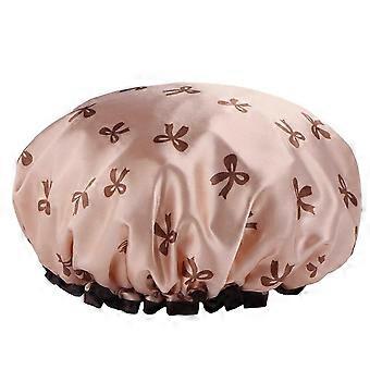Women Waterproof Shower Cap  Double Layer with Elastic Band  Reusable Moisture Proof for Bathroom Kitchen