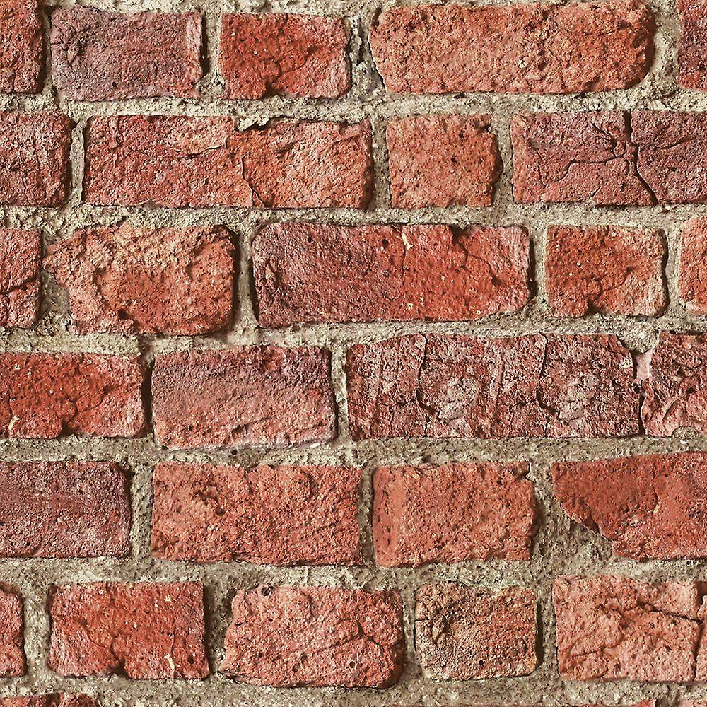 Urban 3D Brick Effect Wallpaper Slates Stones Rustic Realistic Red Arthouse