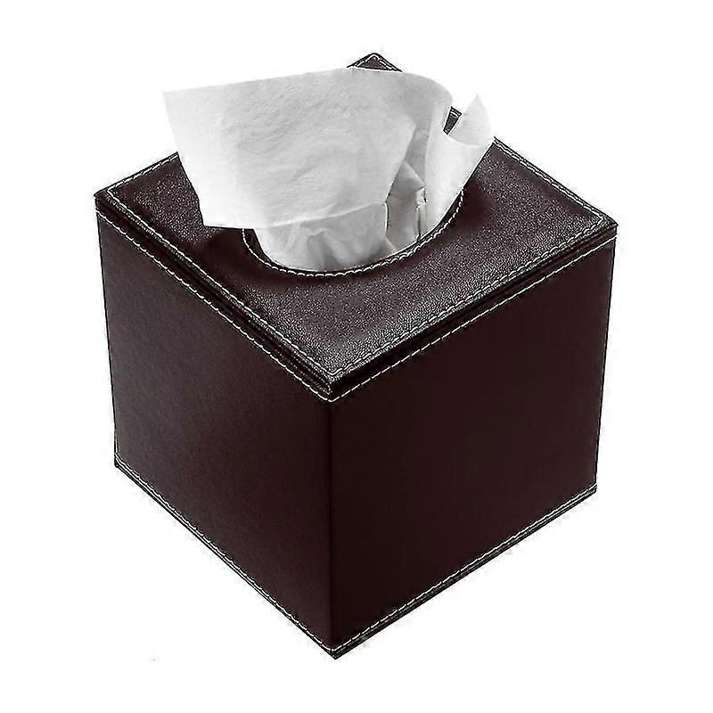 Barsinfi Pu Leather Tissue Box Holder, Square Pumping Paper Case With Bottom