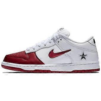 Nike x Supreme Dunk SB Chaussures de skate basses confortables en cuir de vachette, unisexe, blanc et rouge CK3480-600