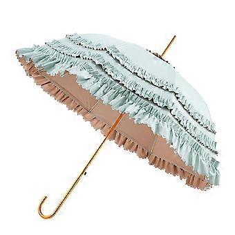 Vintage Lace Parasol Princess Umbrella Automatic Dome Design Full Light Blocking for Wedding Cosplay