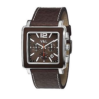 V & l Polo Club Quartz analog man Watch med Cowskin armbånd VL072503