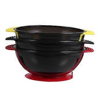 3pcs Silicone Hair Dye Mixing Bowl Set with Ergonomic Handle Grip Easy Clean Reusable for Salon and Home