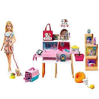 Barbie Doll and Pet Boutique Playset with 4 Pets and Accessories