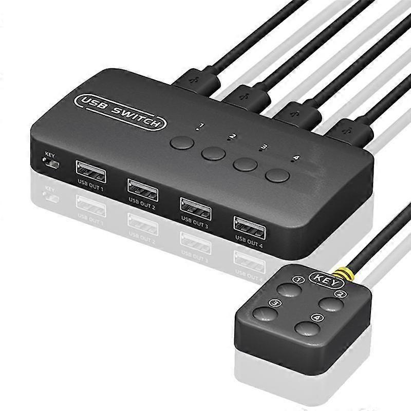 KVM Switch USB Switch Shared Controller Adapter 4 Inputs 4 Outputs for Laptop Computer Printer Keyb