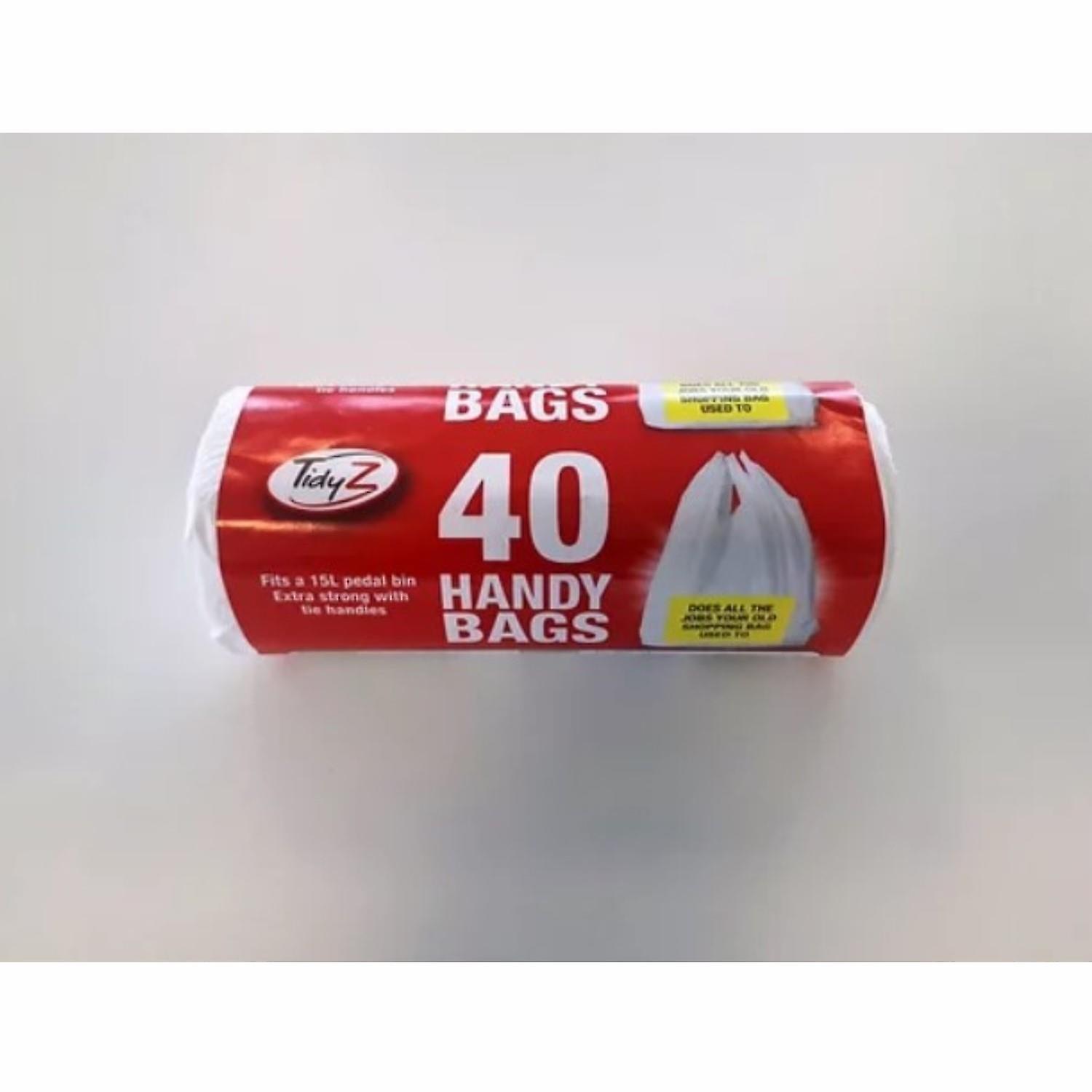 Tidyz Extra Strong Handy Bags With Tie Handle for 15L Pedal Bin Roll of 40
