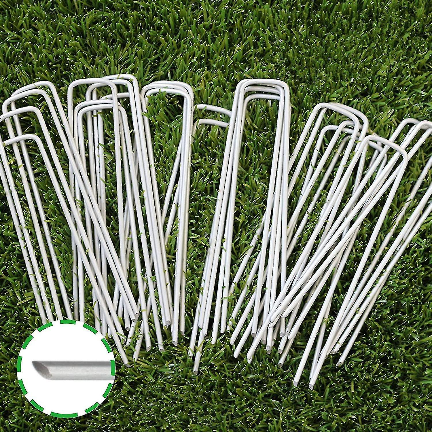 6 Inch Garden Stakes Galvanized Landscape Staples, U-type Turf Staples For Artificial Grass, Rust Proof Sod Pins Stakes (50 Pcs)