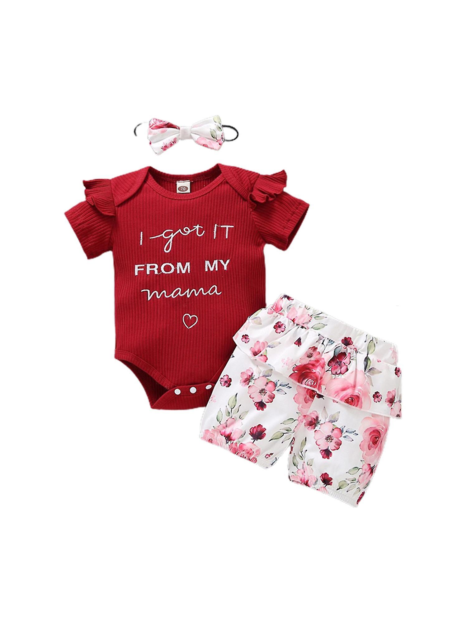 0-18 Monate Mädchen Strampler Shorts Outfit Set