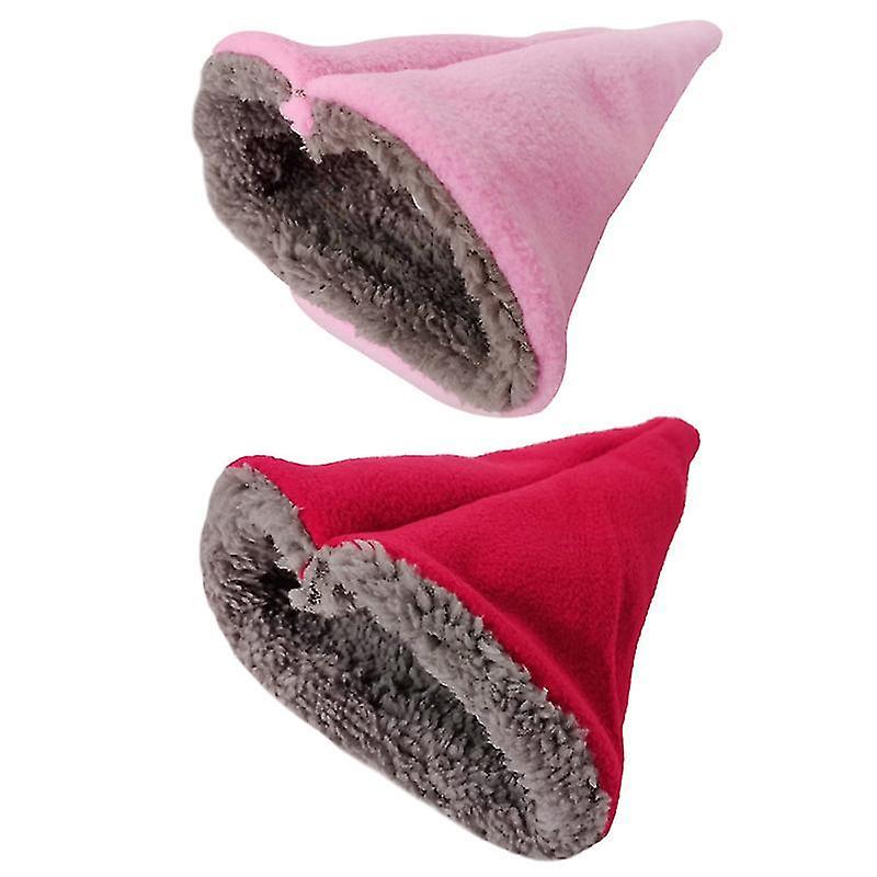 12X21cm Random Color Small Animal Habitat Accessories 2pcs Hamster Warm Nest Triangle Cotton Bed Pet