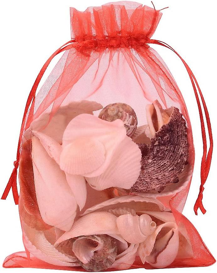 100pcs 5x7 inch Red Organza Drawstring Bags Party Wedding Favor Gift Bags for Baby Shower, Birthday, Party, Valentine's Day, Christmas