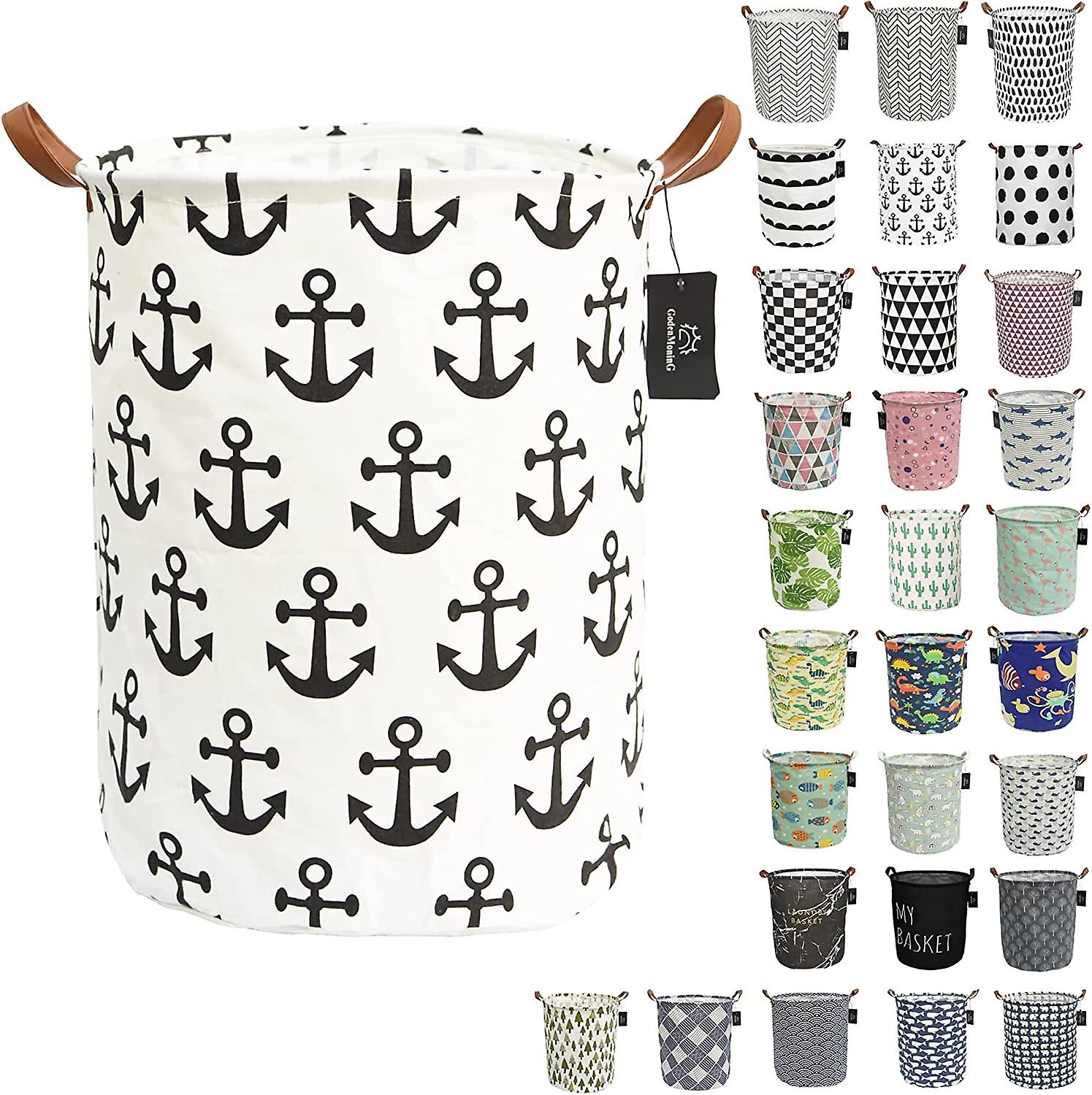 Heytea cesti della biancheria, cesto della camera da letto, organizzazione della cucina, cestino portaoggetti pieghevole in lino di cotone rotondo ...