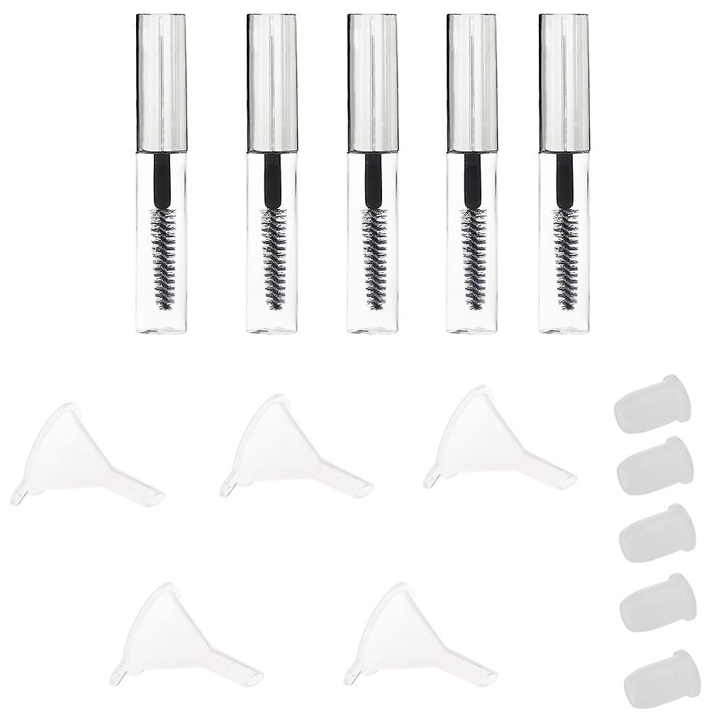 5 Bottles Mascara Container Tubes Vials Refillable with Funnels Portable 4ml
