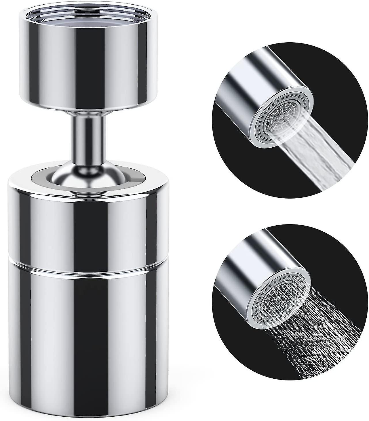Faucet Aerator, 360 Solid Brass Double Outlet Faucet Aerator, Turn Switch, Shower, Foaming, Suitable For 99% Of Household Faucet Installations (chrome