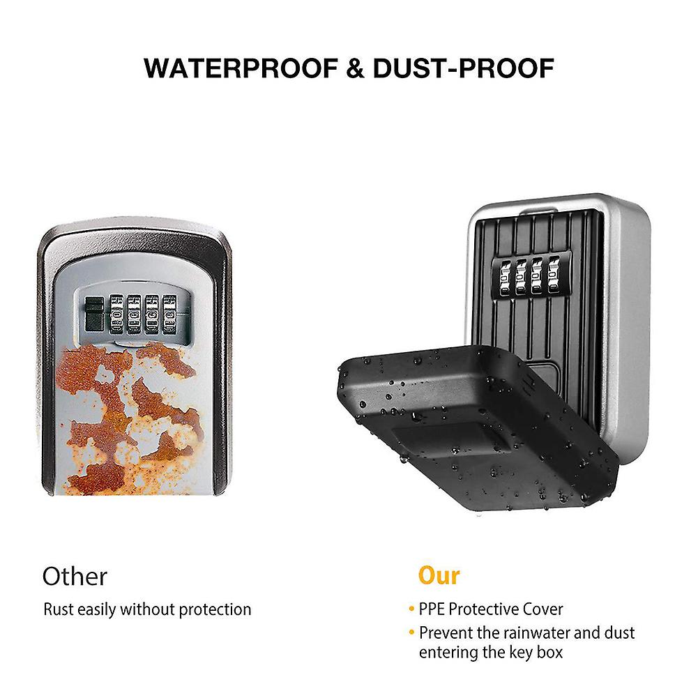 Wall Mounted/Padlock 4-Digit Combination Key Lock Storage Safe Security Box Home Office