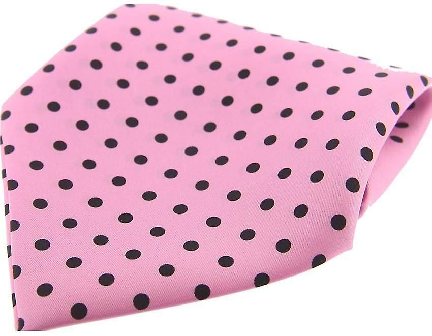 David Van Hagen Polka Dot Silk Twill Pocket Square - Pink/Black