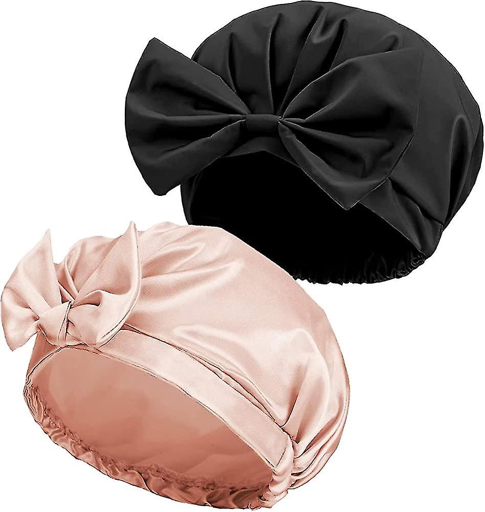 Reusable Bow Bath Cap Waterproof Shower Bonnet Turban Shower Hat Adjustable Bath