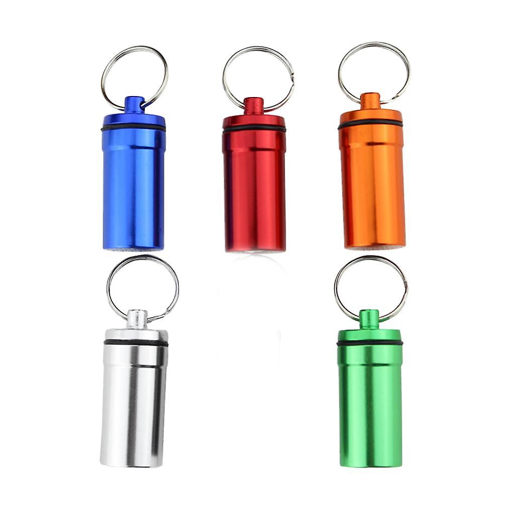 5Pc Portable Pill Case Waterproof Pill Holders Storage Container w/Keychain
