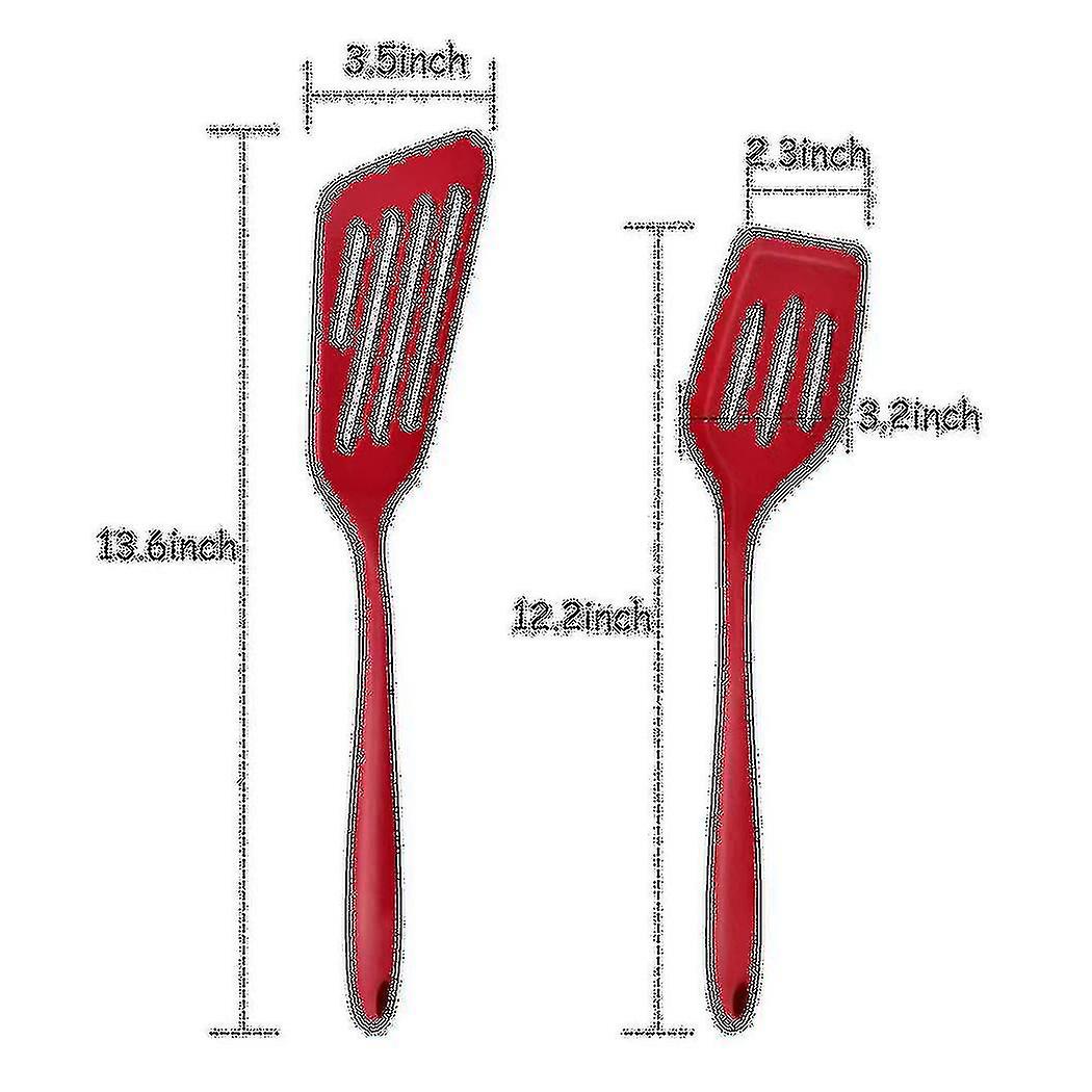 2 Pcs Silicone Slotted Fish Turner Spatula,flipper Spatulas,red