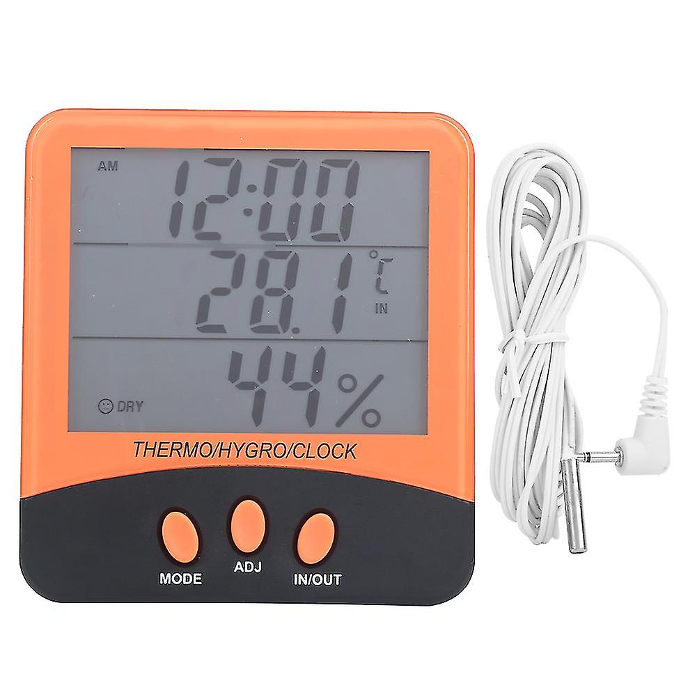 Indoor Outdoor Temperature Humidity Meter Tester Thermo‑hygrometer With Clock Function