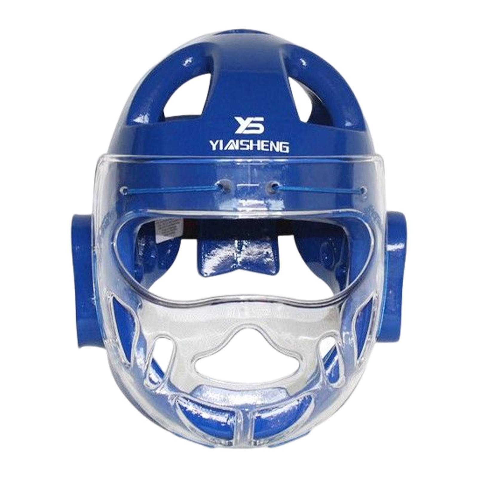 קראטה כיסוי ראש רך ציוד ראש בטיחות מגן ראש עמיד למים הגנת פנים M כחול