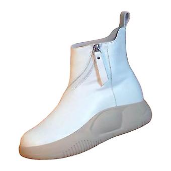 Botas curtas confortáveis sapatos femininos botins com zíper para presentes femininos cor branca 5